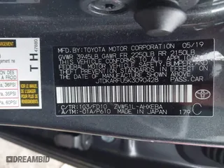 2019 Toyota Prius L Eco with VIN JTDKARFU5K3090428, listed as a IAAI auction lot 41919789 with 197,150 mi miles. Bid and sale history available at carsss.com. Image 9.