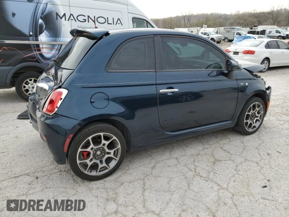 2013 FIAT 500 Sport with VIN 3C3CFFBRXDT544786, listed as a Copart auction lot 50121905 with 109,455 mi miles and Salvage Title. Bid and sale history available at carsss.com. Image 3.