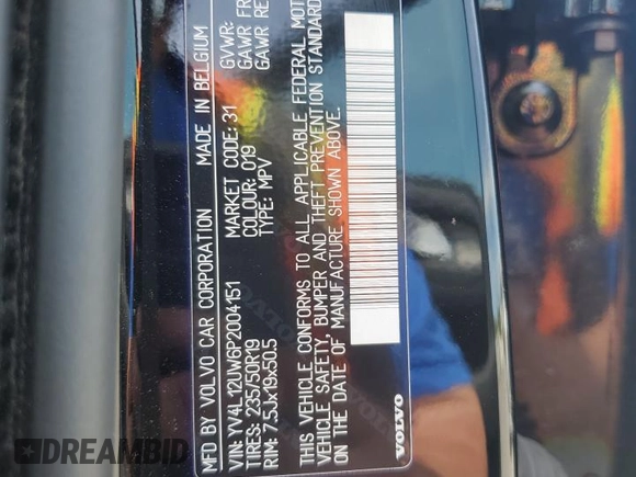 2023 Volvo XC40 Plus Dark Theme with VIN YV4L12UW6P2004151, listed as a Copart auction lot 56664765 with 9,335 mi miles and Salvage title. Bid and sale history available at DreamBid. Image 14.