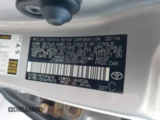 2016 Toyota Prius Two with VIN JTDKBRFU5G3007861, listed as a IAAI auction lot 41763950 with 243,049 mi miles. Bid and sale history available at carsss.com. Image 9.