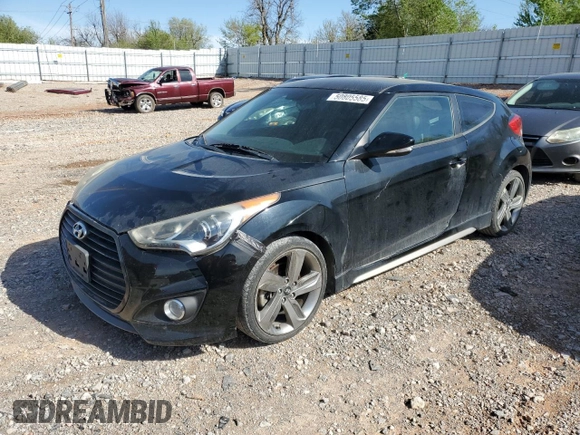 2013 Hyundai Veloster Turbo z VIN KMHTC6AE2DU169366, wystawiony jako Copart lot #50805585 z przebiegiem 75 197 mil mil oraz Szkoda całkowita • Salvage title. Historia ofert i sprzedaży dostępna na DreamBid. Obrazek 1.
