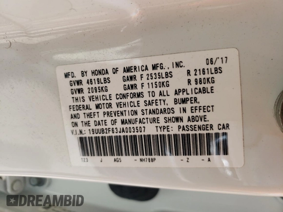 2018 Acura TLX w/A-SPEC Pkg z VIN 19UUB2F63JA003507, wystawiony jako Copart lot #67358274 z przebiegiem Nie podano mil oraz Szkoda całkowita • Salvage title. Historia ofert i sprzedaży dostępna na DreamBid. Obrazek 15.