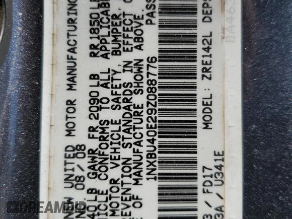 2009 Toyota Corolla with VIN 1NXBU40E29Z088776, listed as a Copart auction lot 77190524 with 140,702 mi miles and Salvage Title. Bid and sale history available at carsss.com. Image 13.