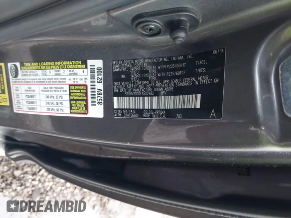 2014 Toyota Sienna XLE with VIN 5TDYK3DC0ES502482, listed as a IAAI auction lot 41910683 with 151,330 mi miles. Bid and sale history available at carsss.com. Image 9.