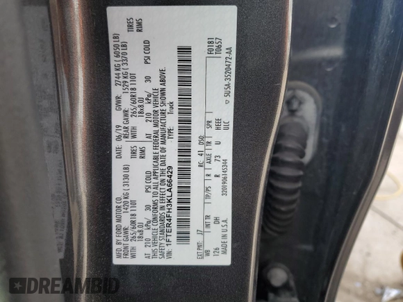 2019 Ford Ranger XL with VIN 1FTER4FH3KLA66429, listed as a Copart auction lot 47327675 with 129,931 mi miles and Salvage Title. Bid and sale history available at DreamBid. Image 12.