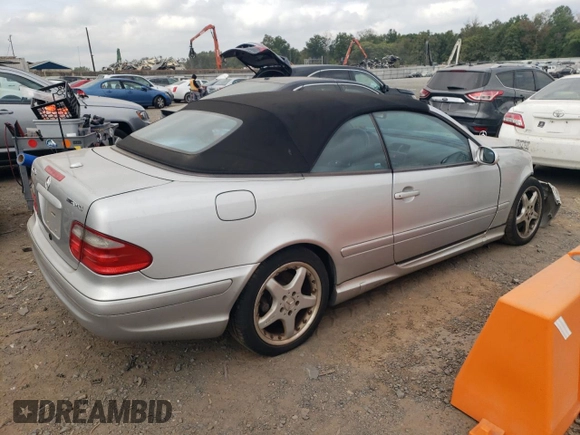 2002 Mercedes-Benz CLK 55 AMG with VIN WDBLK74G12T115679, listed as a Copart auction lot 71442244 with Not Provided miles and Salvage Title. Bid and sale history available at DreamBid. Image 3.
