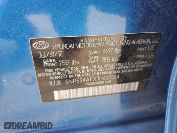 2018 Hyundai Sonata Limited with VIN 5NPE34AFXJH632564, listed as a Copart auction lot 79232334 with 122,313 mi miles and Non Repairable. Bid and sale history available at carsss.com. Image 13.