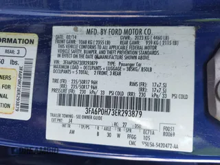 2014 Ford Fusion SE with VIN 3FA6P0H73ER293879, listed as a IAAI auction lot 41042653 with 1 mi miles. Bid and sale history available at carsss.com. Image 9.