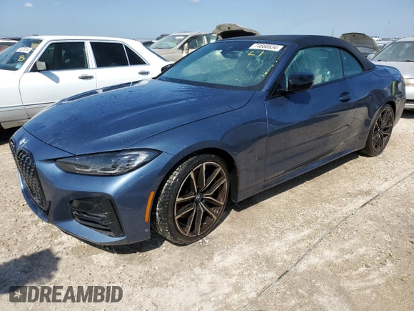 2023 BMW 4 Series 430i with VIN WBA23AT01PCL43892, listed as a Copart auction lot 74666634 with 16,544 mi miles and Non Repairable. Bid and sale history available at carsss.com. Image 1.