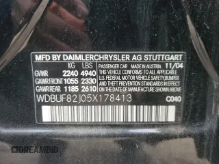 2005 Mercedes-Benz E 320 with VIN WDBUF82J05X178413, listed as a Copart auction lot 51226505 with 82,895 mi miles and Salvage Title. Bid and sale history available at DreamBid. Image 12.