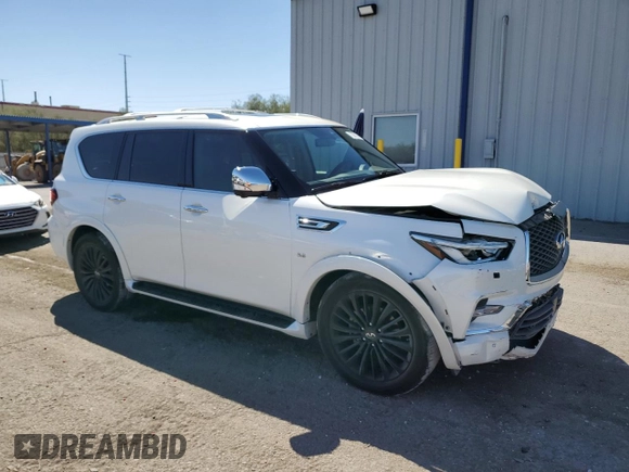 2019 Infiniti QX80 LUXE with VIN JN8AZ2NE5K9227830, listed as a Copart auction lot 72000144 with 46,387 mi miles and Salvage Title. Bid and sale history available at carsss.com. Image 4.