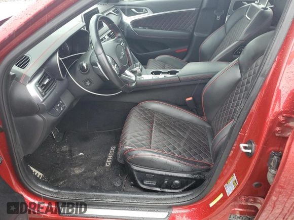 2019 Genesis G70 Dynamic with VIN KMTG34LE2KU021837, listed as a Copart auction lot 57754815 with 41,586 mi miles and Salvage title. Bid and sale history available at DreamBid. Image 7.