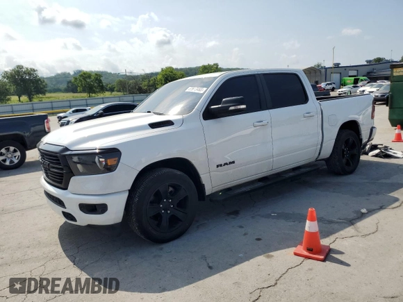 2021 Ram 1500 Lone Star with VIN 1C6RREFT0MN629091, listed as a Copart auction lot 62813465 with 74,154 mi miles and Salvage title. Bid and sale history available at DreamBid. Image 1.