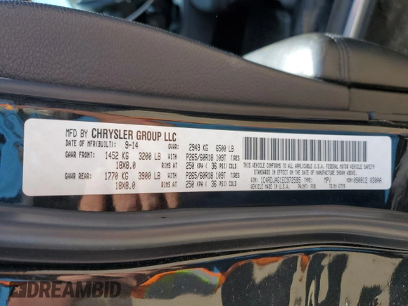 2014 Dodge Durango SXT with VIN 1C4RDJAG1EC972595, listed as a Copart auction lot 57133105 with 126,011 mi miles and Clean title. Bid and sale history available at DreamBid. Image 13.