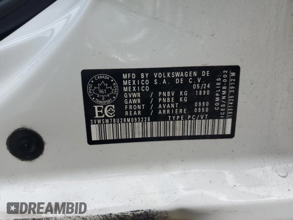 2024 Volkswagen Jetta SE with VIN 3VWSM7BU2RM093228, listed as a Copart auction lot 59108945 with 30,565 mi miles and Salvage title. Bid and sale history available at DreamBid. Image 12.