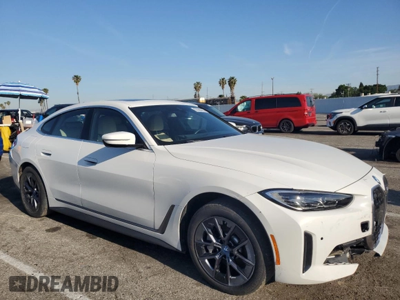 2024 BMW i4 eDrive35 with VIN WBY43AW0XRFR93179, listed as a Copart auction lot 52396475 with 14,905 mi miles and Salvage Title. Bid and sale history available at carsss.com. Image 4.