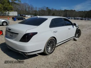 2018 Genesis G90 3.3T Premium with VIN KMHG34JA8JU043690, listed as a Copart auction lot 46676015 with 84,344 mi miles and Salvage Title. Bid and sale history available at carsss.com. Image 3.