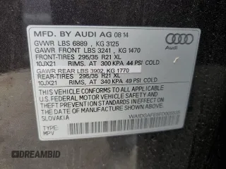 2015 Audi Q7 S line Prestige with VIN WA1DGAFE5FD005535, listed as a Copart auction lot 56905465 with 117,934 mi miles and Salvage title. Bid and sale history available at DreamBid. Image 13.