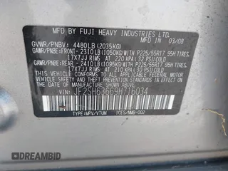 2009 Subaru Forester X with VIN JF2SH63669H716034, listed as a IAAI auction lot 42432811 with 192,094 mi miles and . Bid and sale history available at DreamBid. Image 9.