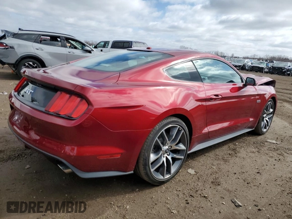 2015 Ford Mustang GT with VIN 1FA6P8CF9F5329284, listed as a Copart auction lot 50054605 with 9,189 mi miles and Salvage Title. Bid and sale history available at DreamBid. Image 3.