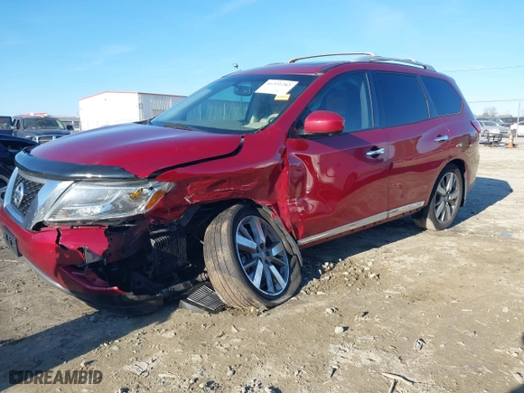 2013 Nissan Pathfinder SL with VIN 5N1AR2MN0DC665105, listed as a IAAI auction lot 41331282 with 184,155 mi miles. Bid and sale history available at carsss.com. Image 2.