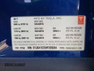 2017 Tesla Model S 100D с VIN 5YJSA1E25HF209284, выставлен на аукционе IAAI как лот 41953515 с пробегом 83 489 миль миль и . История ставок и продаж доступна на DreamBid. Изображение 9.