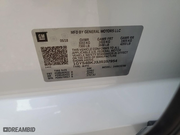 2018 Cadillac Escalade Luxury with VIN 1GYS4BKJ3JR357954, listed as a Copart auction lot 67300682 with 34,598 mi miles. Bid and sale history available at carsss.com. Image 14.