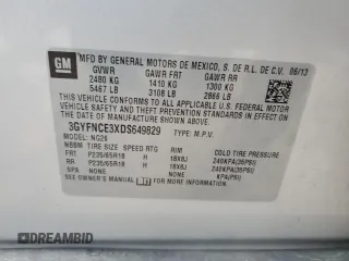 2013 Cadillac SRX Luxury Collection with VIN 3GYFNCE3XDS649829, listed as a Copart auction lot 41290264 with 65,222 mi miles and Salvage Title. Bid and sale history available at carsss.com. Image 14.