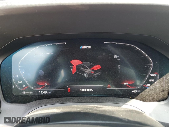 2022 BMW M3 with VIN WBS53AY01NFM30642, listed as a Copart auction lot 63445964 with 0 mi miles and Salvage Title. Bid and sale history available at carsss.com. Image 9.
