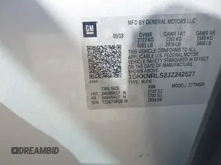 2018 GMC Acadia SLE with VIN 1GKKNRLS2JZ242527, listed as a IAAI auction lot 42556611 with 157,946 mi miles and . Bid and sale history available at DreamBid. Image 9.