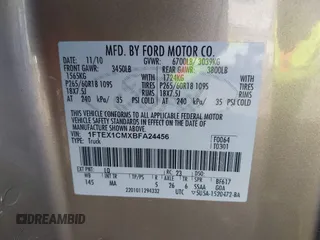 2011 Ford F-150 XL with VIN 1FTEX1CMXBFA24456, listed as a IAAI auction lot 41646554 with 156,076 mi miles. Bid and sale history available at carsss.com. Image 9.