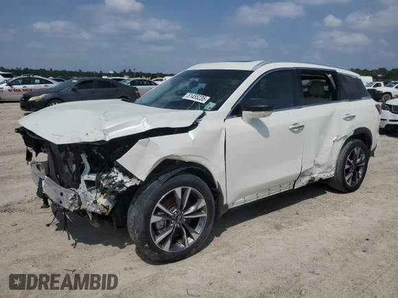 2023 Infiniti QX60 Luxe with VIN 5N1DL1FR4PC353091, listed as a Copart auction lot 51455235 with 30,358 mi miles and Salvage title. Bid and sale history available at DreamBid. Image 1.