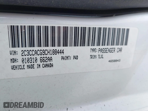 2012 Chrysler 300 Limited with VIN 2C3CCACG9CH188444, listed as a IAAI auction lot 42118999 with Not Provided miles. Bid and sale history available at carsss.com. Image 9.