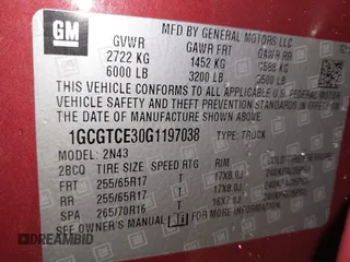 2016 Chevrolet Colorado 4WD LT with VIN 1GCGTCE30G1197038, listed as a IAAI auction lot 41260078 with 101,840 mi miles and . Bid and sale history available at DreamBid. Image 9.
