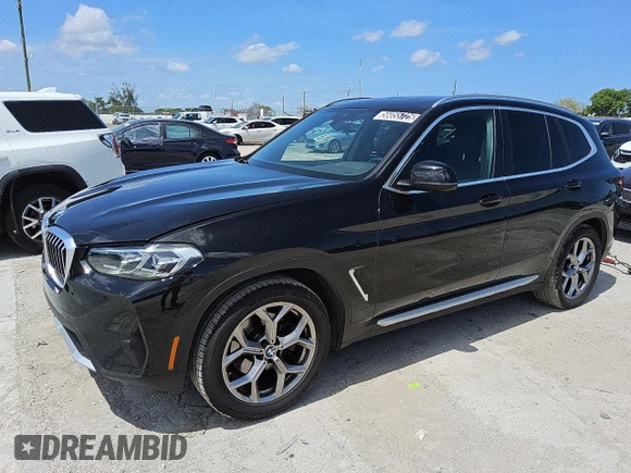 2024 BMW X3 sDrive30i with VIN 5UX43DP08R9U54610, listed as a Copart auction lot 56055725 with 35,762 mi miles and Clean Title. Bid and sale history available at DreamBid. Image 1.
