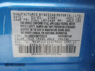 2021 Nissan Sentra SV with VIN 3N1AB8CV3MY235916, listed as a IAAI auction lot 41511614 with 73,079 mi miles and . Bid and sale history available at DreamBid. Image 9.