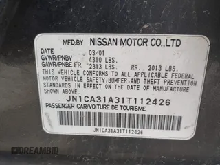 2001 Nissan Maxima GLE z VIN JN1CA31A31T112426, wystawiony jako IAAI lot #42248865 z przebiegiem Nie podano mil oraz . Historia ofert i sprzedaży dostępna na DreamBid. Obrazek 9.