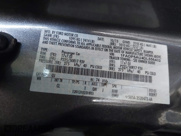 2013 Ford C-Max SE z VIN 1FADP5AU4DL556432, wystawiony jako IAAI lot #41703080 z przebiegiem 147 693 mil mil oraz . Historia ofert i sprzedaży dostępna na DreamBid. Obrazek 9.