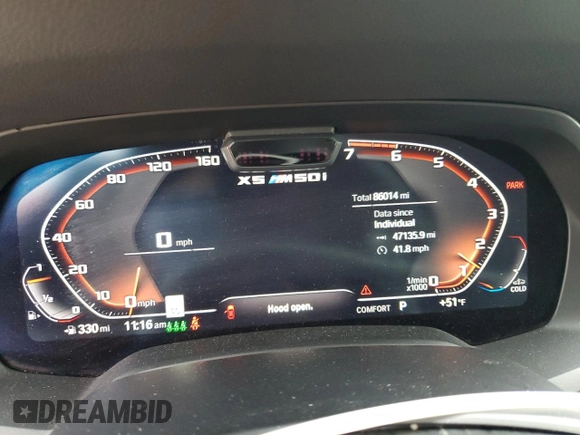 2020 BMW X5 M50i with VIN 5UXJU4C00LL228142, listed as a Copart auction lot 81246294 with 86,014 mi miles and Clean Title. Bid and sale history available at DreamBid. Image 9.