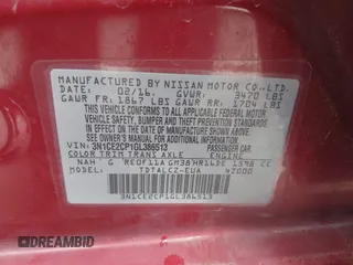 2016 Nissan Note S z VIN 3N1CE2CP1GL386513, wystawiony jako IAAI lot #41582213 z przebiegiem 109 293 mil mil oraz . Historia ofert i sprzedaży dostępna na DreamBid. Obrazek 9.