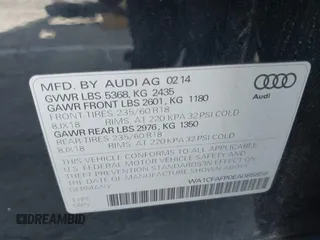 2014 Audi Q5 Premium z VIN WA1CFAFP0EA085858, wystawiony jako IAAI lot #41956522 z przebiegiem Nie podano mil oraz . Historia ofert i sprzedaży dostępna na DreamBid. Obrazek 9.