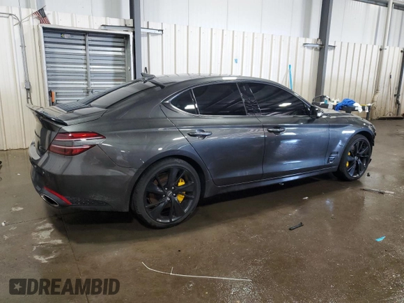 2023 Genesis G70 3.3T with VIN KMTG54TE2PU125150, listed as a Copart auction lot 47024885 with 21,529 mi miles and Salvage Title. Bid and sale history available at carsss.com. Image 3.