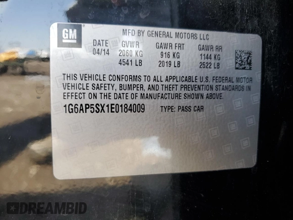 2014 Cadillac CTS Sedan RWD with VIN 1G6AP5SX1E0184009, listed as a Copart auction lot 47669475 with 125,314 mi miles and Salvage Title. Bid and sale history available at carsss.com. Image 12.