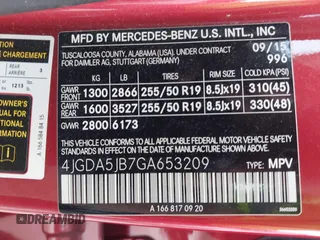 2016 Mercedes-Benz GLE 350 with VIN 4JGDA5JB7GA653209, listed as a IAAI auction lot 42323573 with 66,532 mi miles and . Bid and sale history available at DreamBid. Image 9.