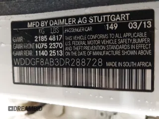 2013 Mercedes-Benz C 300 Sport with VIN WDDGF8AB3DR288728, listed as a IAAI auction lot 42242764 with 66,921 mi miles and . Bid and sale history available at DreamBid. Image 9.