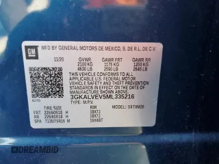 2021 GMC Terrain SLT with VIN 3GKALVEV5ML335216, listed as a Copart auction lot 59004515 with 78,776 mi miles and Salvage title. Bid and sale history available at DreamBid. Image 13.
