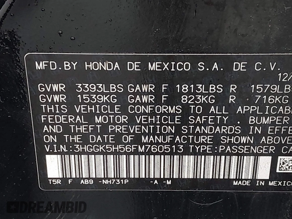 2015 Honda Fit LX with VIN 3HGGK5H56FM760513, listed as a IAAI auction lot 42431169 with 69,841 mi miles and . Bid and sale history available at DreamBid. Image 9.