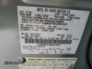 2006 Ford Freestyle SEL с VIN 1FMZK02146GA55621, выставлен на аукционе Copart как лот 57846185 с пробегом 181 130 миль миль и Списание • Salvage title. История ставок и продаж доступна на DreamBid. Изображение 13.