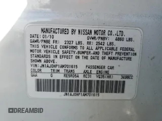 2010 Infiniti EX Journey с VIN JN1AJ0HP1AM701615, выставлен на аукционе Copart как лот 74615374 с пробегом 153 484 миль миль и На запчасти • Non repairable. История ставок и продаж доступна на DreamBid. Изображение 15.