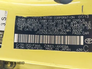 2013 Toyota Prius Two with VIN JTDZN3EUXD3223866, listed as a IAAI auction lot 41230906 with 291,768 mi miles and . Bid and sale history available at carsss.com. Image 9.